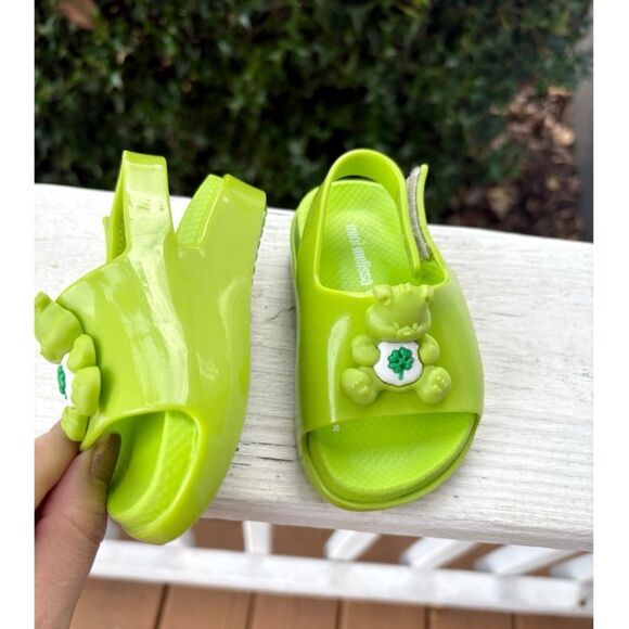 Mini Melissa Care Bear Green Baby Sandals EUC Size‎ US 5 - Picture 2 of 7